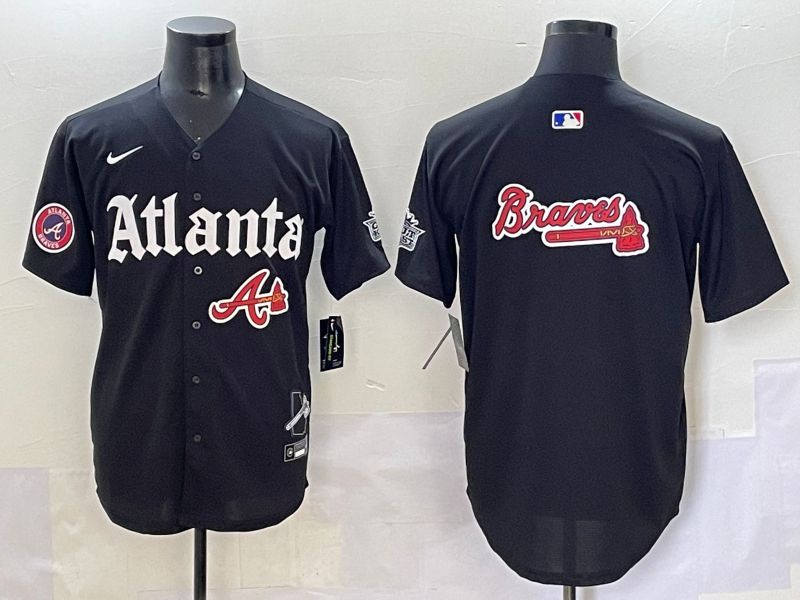 Men 2025 Atlanta Braves Blank Black Five generations Joint Name Nike MLB Jersey style 14